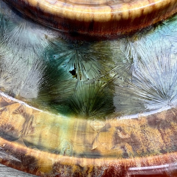 Kent Follette Pottery Crystalline Glaze Bread and Oil Dipping Plate 10.75” - Picture 14 of 16